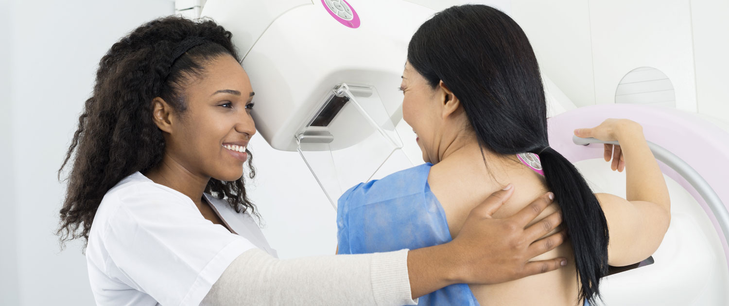 Mammogram Technician with Patient